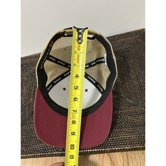 Ariat Mens Hat Trucker Cap Snap Back Red Patch‎ Western Logo Adult Adjustable #R - Picture 6 of 7